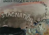 Lloyd Rees, Stagnation, Under Fraser We Stumble Downhill, 1977, Mixed Media on Paper