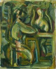 Simon Blau, Pub Scene, 1987, Oil on Canvas on Board