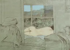 Studio Nude by Ray Crooke, Charcoal, Pastel & Gouache, sold Mar 2020