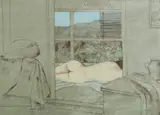 Ray Crooke, Studio Nude, Charcoal, Pastel & Gouache
