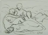 George H F Bell, Four Nudes, Ink