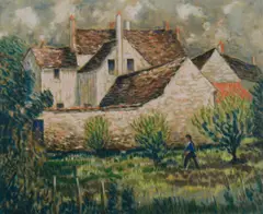 Norman Lloyd, Figure & French Farmhouse, Pastel