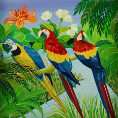 Milan Todd, Macaws II, Acrylic on Canvas