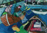Bernard Ollis, Fisherman, 1982, Oil Pastel on Paper