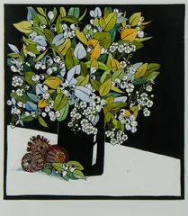 Vida Pearson, Australian Wildflowers, Hand Coloured Linocut 1/50