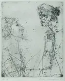 Fred Williams, Two Heads, 1956, Etching 8/16