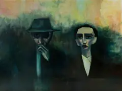 Robert Dickerson, The Journalists,' c, 1967-69, Enamel on Board