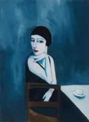 Robert Dickerson, Woman in Cafe, Oil on Canvas