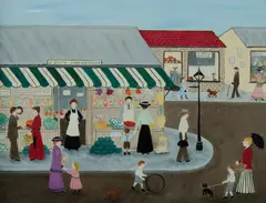 The Greengrocers Shop by Roma Higgins, Oil on Board, sold Nov 2019