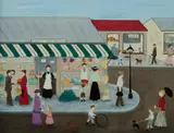 Roma Higgins, The Greengrocers Shop, Oil on Board