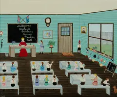 The Schoolroom by Roma Higgins, Oil on Board, sold Nov 2019