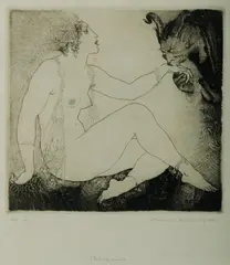 Bargains by Norman Lindsay, 1922, Etching, Soft Ground & Stipple 19/55, sold Nov 2019