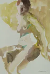 Elisabeth Cummings, Seated Figure, 2000, Mixed Media on Paper