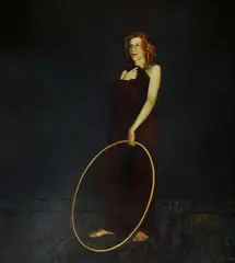 Geoffrey Proud, Woman with Hoop, 1994, Oil on Canvas