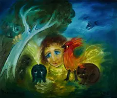 Untitled, from Europa and the Wombat series by David Boyd, 2002, Oil on Canvas, sold Nov 2019