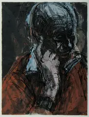David Fairbairn, Study Head J.B. (raised hand), 2011, Acrylic & Ink on Paper