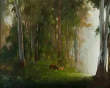 Kevin Best, Mare & Foal in a Forest