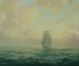 John Charles Allcot, Clipper at Dawn, Oil on Board