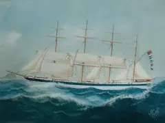 Oliver Godfrey, Earl of Dalhousie Passing Nobby's, Gouache