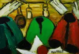 Pro Hart, Miner at Crib, Oil on Canvas on Board