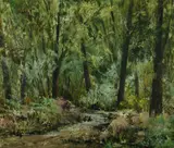 Ronald Clayton Skate, Sunlight Through the Trees, Victoria, Oil on Board