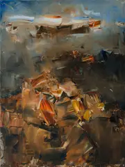 Chen Ping, Red Mountain, Mount Wellington, Oil on Canvas