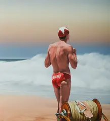 Peter Lindsay, Lifeguard, Omanu Beach (New Zealand), 1998, Oil on Canvas