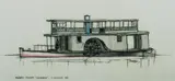 Kenneth Jack, Paddle Steamer 'Canberra' at Mildura, 1963, Pencil