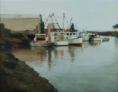 Fisheries Wharf by Rick Everingham, Oil on Canvas on Board, sold Nov 2019