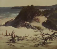 Looking South, Treachery Beach NSW by Rick Everingham, Oil on Canvas on Board, sold Nov 2019