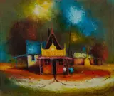 Eris Fleming, Talking About Mururoa, Oil on Board