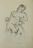 Jon Molvig, Seated Nude, 1960, Charcoal