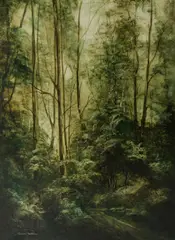 Norman Robins, Forest Scene, Oil on Board