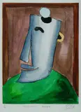 Pro Hart, Smiling Miner, Hand-Painted Etching 13/100