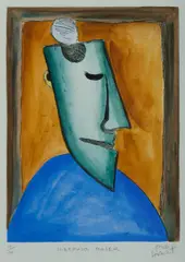 Sleeping Miner by Pro Hart, Hand-Painted Etching 10/100, sold Nov 2019