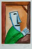 Pro Hart, Underground Miner, Hand-Painted Etching 9/100