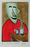 Pro Hart, The Happy Drinker, Hand-Painted Etching 10/100