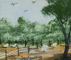 David Hart, Sheep Yards, 1991, W/Clr & Gouache