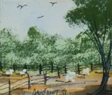 David Hart, Sheep Yards, 1991, W/Clr & Gouache