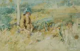 James Muir Auld, Gathering Flowers in the Bush, 1915, W/Clr & Gouache