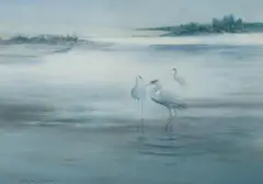 Herons on the Shore by George Largent, 1986, W/Clr & Gouache, offered Nov 2019