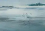 George Largent, Herons on the Shore, 1986, W/Clr & Gouache