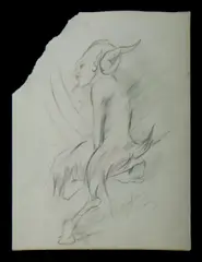 Untitled, A Satyr in Profile by Rosaleen Norton, Graphite & Coloured Pencil, sold Nov 2019