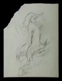 Rosaleen Norton, Untitled, A Satyr in Profile, Graphite & Coloured Pencil