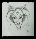 Rosaleen Norton, Untitled, Demonic Head Study, Pen & Ink