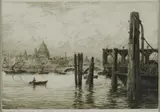 Ernest Abbott, From Waterloo Stairs, Etching