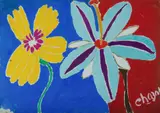 Malcolm de Chazal, Untitled (Yellow & Blue Tropical Flowers)