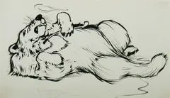 Edward Julius Detmold, Lion Smoking a Pipe, Pen & Ink