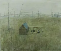 Foggy Day with Dom & Fred by Victoria Crowe, 1978, Pastel & Pencil, sold Nov 2019