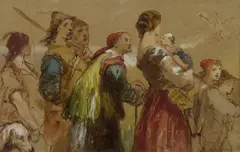 Charles Cattermole, The Procession, W/Clr & Gouache